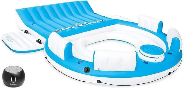 Main image of U Speakers Water-Resistant Boost Portable Wireless Subwoofer Bluetooth Speaker in Black Summer Water Fun Bundle with Splash 'N Chill Inflatable Relaxation Island 7 Person Float, Must-Have