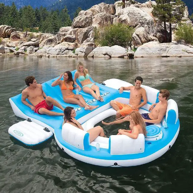 Alt view image 5 of 6 - U Speakers Water-Resistant Boost Portable Wireless Subwoofer Bluetooth Speaker in Black Summer Water Fun Bundle with Splash 'N Chill Inflatable Relaxation Island 7 Person Float, Must-Have