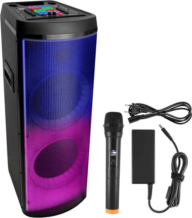 Main image of Pyle Bluetooth Portable PA Party Speaker - 600W Dual 12 Rechargeable Outdoor BT Karaoke Audio System, TWS, X-Bass Function, Flashing Party Flame Lights, MP3/USB/AUX/FM Radio, Carry Handle