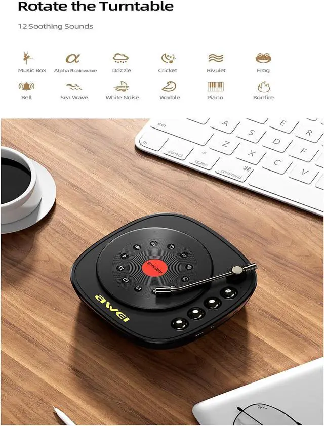 Alt view image 4 of 7 - AWEI Portable Bluetooth Speakers, Wireless Bluetooth Speaker Stereo Sound, Bluetooth 5.0, with Rotatable Disc for Decompression for Party, Game, Theater, Home, Outdoor