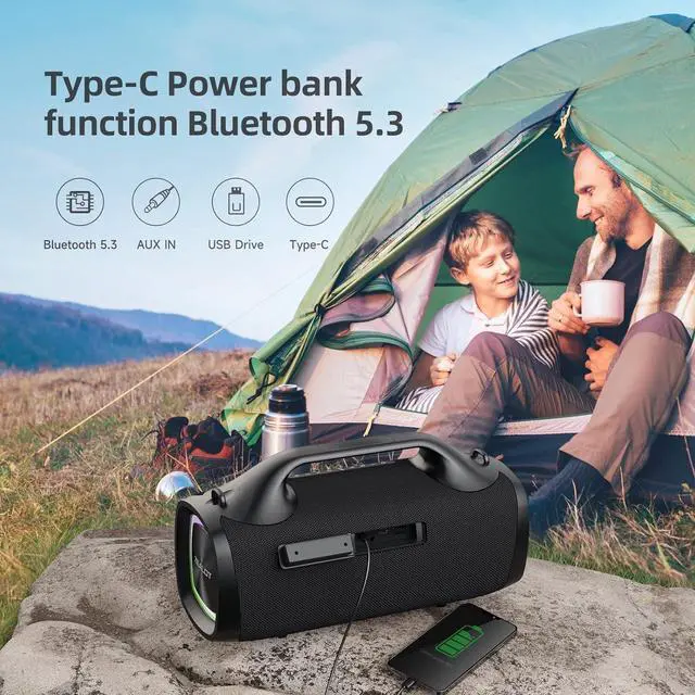 Alt view image 3 of 7 - ZEALOT Bluetooth Speaker,110W Peak(100W) Booming Sound Speakers Wireless, Dual Pairing, XBass+, Portable Speaker Bluetooth Wireless, 20W Stereo Sound