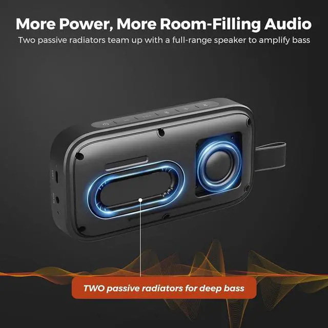 Alt view image 2 of 7 - Portable Bluetooth Speaker, Wireless Speaker with High Fidelity Sound, 15H Playtime, Portable Speaker with Microphone, Party Speaker for Multiple Speaker Pairing, for Outdoor, Home, Office