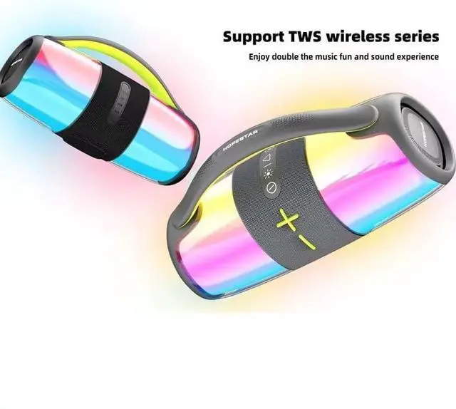 Alt view image 4 of 5 - WorryFree Gadgets Portable Bluetooth Speaker with Dazzling RGB Light Show, 40W Output, Long Playtime, IPX6 Waterproof, Black