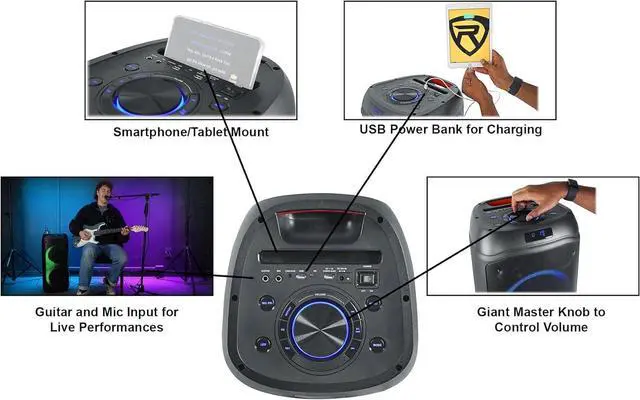 Alt view image 5 of 7 - Rockville BASS Party 8 Rechargeable Party Speakers w/Bluetooth Wireless Link (2 Items)