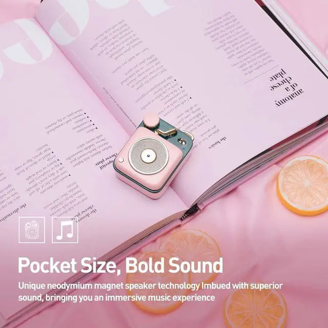 Alt view image 3 of 7 - Muzen Mini Bluetooth Speaker, Button Portable Metal Small Cute Wireless Rechargeable HiFi Loud Volume Audio Speaker with Portable Lanyard and Gift Box, Classic Retro Decor