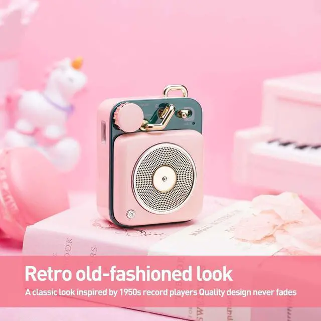 Alt view image 5 of 7 - Muzen Mini Bluetooth Speaker, Button Portable Metal Small Cute Wireless Rechargeable HiFi Loud Volume Audio Speaker with Portable Lanyard and Gift Box, Classic Retro Decor