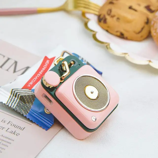 Alt view image 7 of 7 - Muzen Mini Bluetooth Speaker, Button Portable Metal Small Cute Wireless Rechargeable HiFi Loud Volume Audio Speaker with Portable Lanyard and Gift Box, Classic Retro Decor