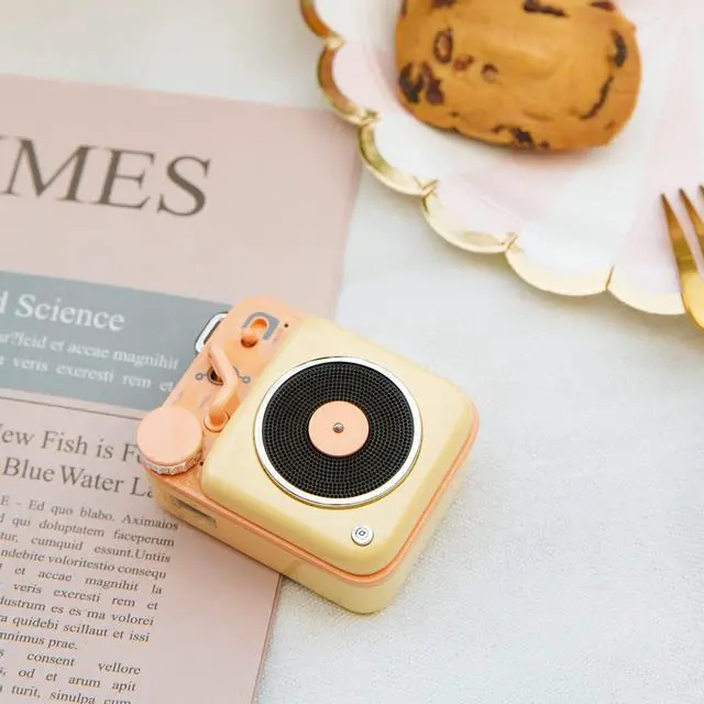 Alt view image 7 of 7 - Muzen Mini Bluetooth Speaker, Button Portable Metal Small Cute Wireless Rechargeable HiFi Loud Volume Audio Speaker with Portable Lanyard and Gift Box, Classic Retro Decor