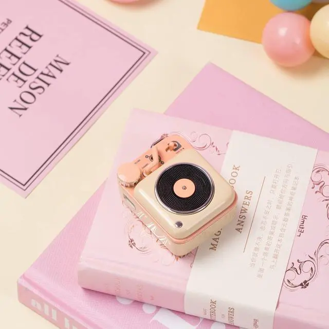 Alt view image 7 of 7 - Muzen Mini Bluetooth Speaker, Button Portable Metal Small Cute Wireless Rechargeable HiFi Loud Volume Audio Speaker with Portable Lanyard and Gift Box, Classic Retro Decor