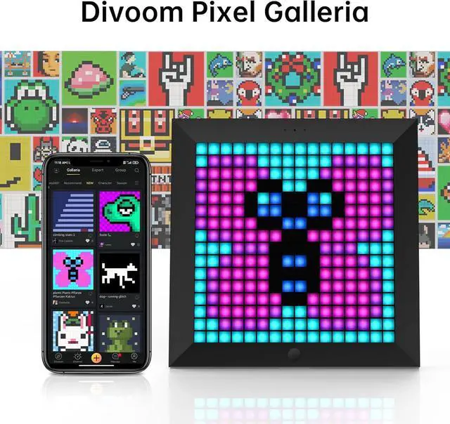 Alt view image 3 of 7 - Divoom Pixoo Pixel Art Display & Ditoo Pro Retro Bluetooth Speaker  Customizable Pixel Art, Bluetooth 5.0, for Creative Decor & Fun