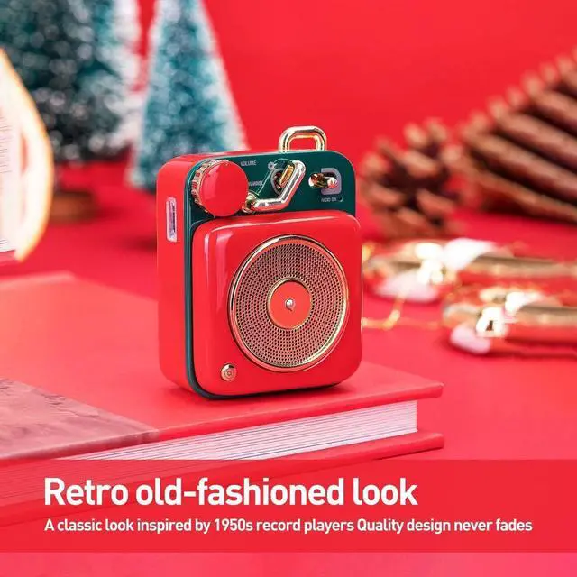 Alt view image 4 of 7 - Muzen Mini Bluetooth Speaker, Button Portable Metal Small Cute Wireless Speaker, Rechargeable HiFi Loud Volume Audio Speaker with Portable Lanyard and Gift Box, Classic Retro Decor