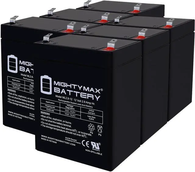 Main image of Mighty Max Battery 12V 2.9AH F1 SLA Replacement Battery Compatible with ION Audio Tailgater Plus IPA98 Portable Bluetooth Speaker - 6 Pack