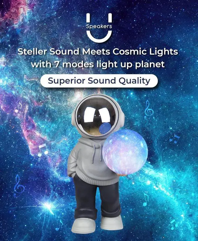 Alt view image 2 of 4 - Astronaut Speaker Hoodie Wireless Bluetooth Speaker with 360° Stereo Sound, TWS Pairing, RGB LED Lights & Mini Subwoofer Space Decor Gift for Kids & Teens