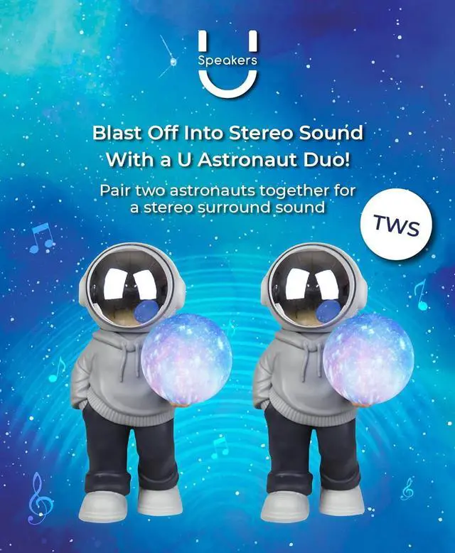 Alt view image 4 of 4 - Astronaut Speaker Hoodie Wireless Bluetooth Speaker with 360° Stereo Sound, TWS Pairing, RGB LED Lights & Mini Subwoofer Space Decor Gift for Kids & Teens