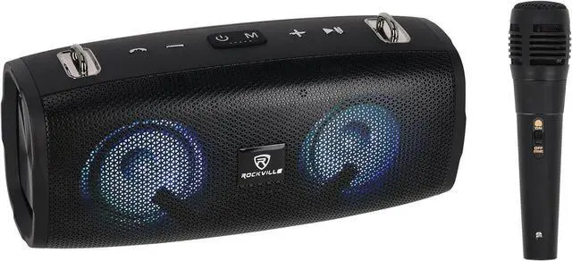 Alt view image 3 of 7 - Memphis Audio PRX50C 5.25" 100 Watt Component Car Speakers w/Crossovers Bundle with Rockville RPB-KAR Portable Bluetooth Speaker with Karaoke Microphone with Party LED's