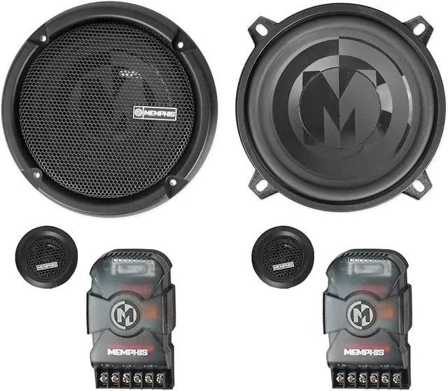 Alt view image 2 of 7 - Memphis Audio PRX50C 5.25" 100 Watt Component Car Speakers w/Crossovers Bundle with Rockville RPB-KAR Portable Bluetooth Speaker with Karaoke Microphone with Party LED's