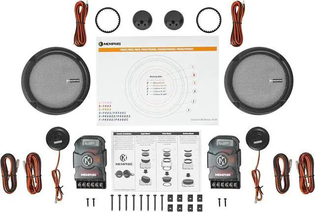 Alt view image 7 of 7 - Memphis Audio PRX50C 5.25" 100 Watt Component Car Speakers w/Crossovers Bundle with Rockville RPB-KAR Portable Bluetooth Speaker with Karaoke Microphone with Party LED's