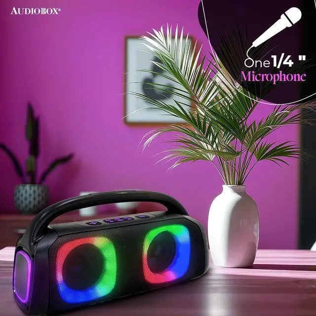 Alt view image 6 of 7 - SUBZOOKA 5000 Boombox Bluetooth Speaker with Dual Channel Sound, Colorful Sound-Activated LED Party Lights, Perfect for Home, DJ, Karaoke, Bar, and Dancing