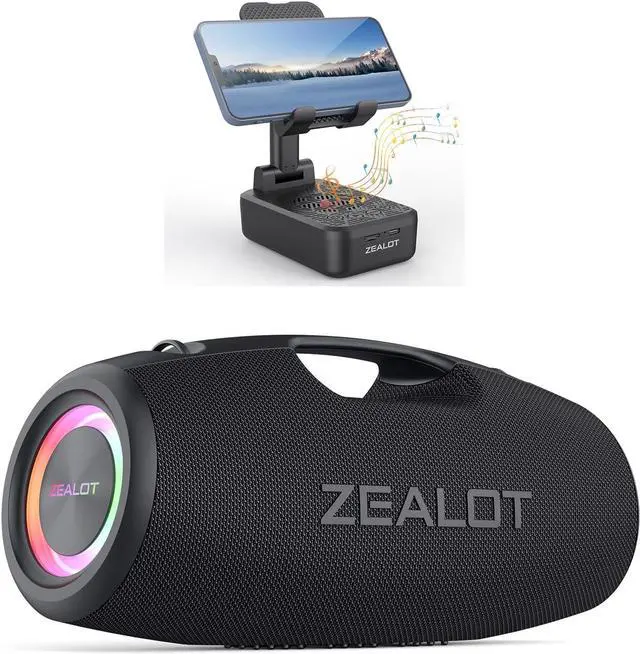 Main image of ZEALOT S78 120W Bluetooth Speaker with Wireless Z7 Subwoofer + Phone Holder, Portable Long Playtime Party Speaker for Home/Outdoor (Black)