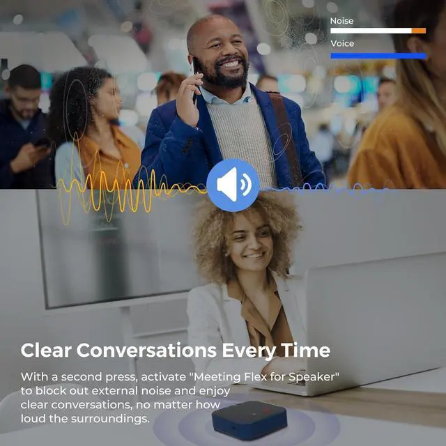 Alt view image 2 of 7 - Conference Speaker and Microphone Bluetooth Speakerphone with 4 Mics,USB C,360°Voice Pickup & Noise Cancellation on Microphone or Speaker for Work/Teams/Zoom/Home Office