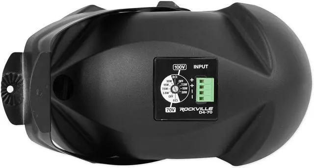 Alt view image 5 of 7 - Rockville D4-70 Black Dual 4" 60W Wall Mount Speaker, 70V/100V or 8 Ohm, Clear Sound, Sleek Design, Wide Frequency, for Restaurants and Offices