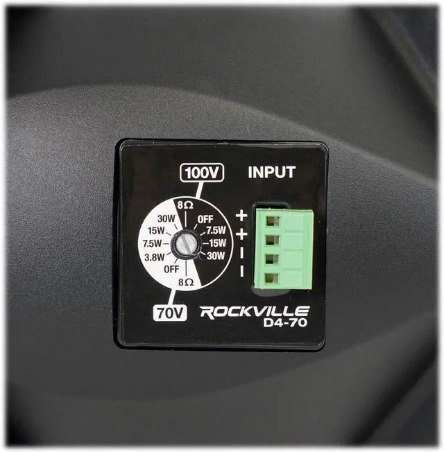 Alt view image 6 of 7 - Rockville D4-70 Black Dual 4" 60W Wall Mount Speaker, 70V/100V or 8 Ohm, Clear Sound, Sleek Design, Wide Frequency, for Restaurants and Offices