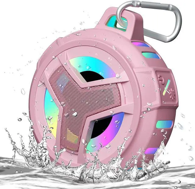 Alt view image 2 of 7 - EBODA Waterproof Bluetooth Speaker with LED Light Show, Floating,Portable Wireless 24H Playtime,True Wireless Stereo for Kayak, Pool, Beach, Bike -Gray and Pink