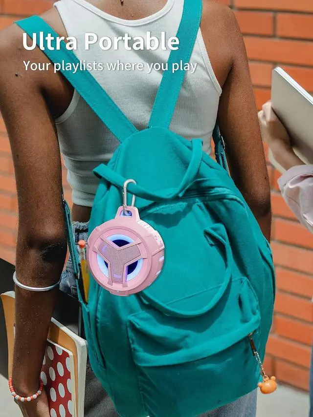 Alt view image 6 of 7 - EBODA Waterproof Bluetooth Speaker with LED Light Show, Floating,Portable Wireless 24H Playtime,True Wireless Stereo for Kayak, Pool, Beach, Bike -Gray and Pink