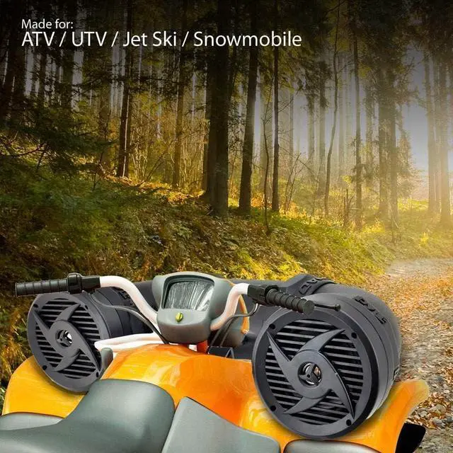 Alt view image 4 of 6 - Pyle Waterproof Marine ATV Powered Speakers - 500W UTV Bluetooth Sound System All-Terrain Sound ATV Speakers w/ AUX 3.5mm, 6.5 Dual Audio Sound System for Car, Boat, Golf Carts & Jetski PLATV550BT