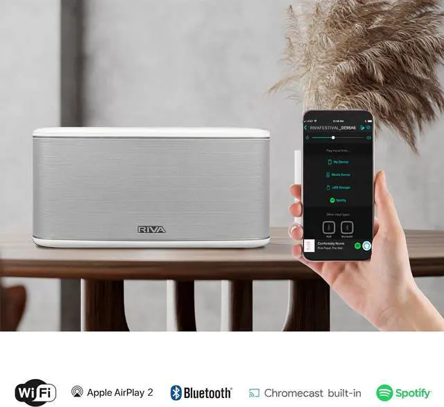 Alt view image 2 of 7 - Upgraded Festival Wi-Fi Bluetooth Hi-Fi speaker, 10 drivers, 200 watts, Support Chromecast, Airplay2, Spotify streaming audio, Multi-room Music, Optical, USB and 3.5mm Aux-in Connectivity (White)