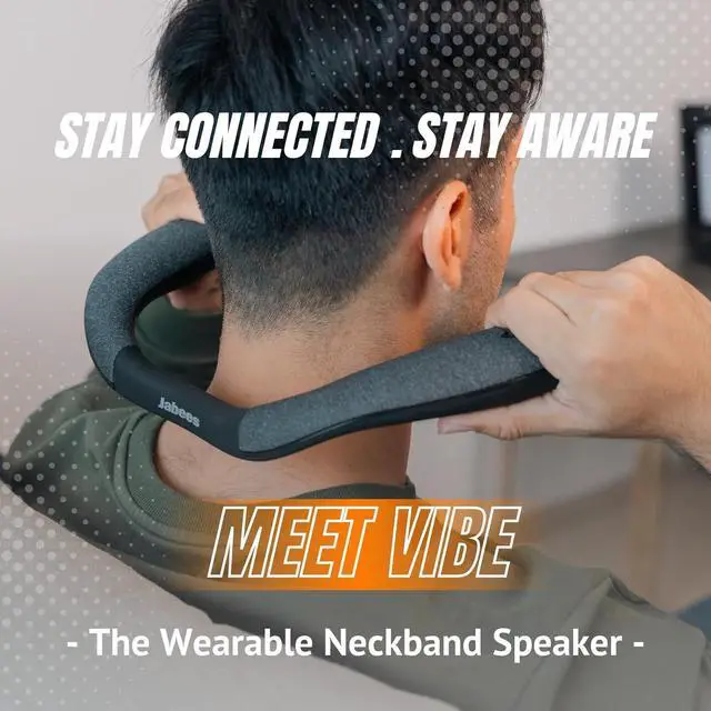 Alt view image 2 of 7 - Jabees Vibe Bluetooth Wearable Neckband Speaker  360° Surround Sound, 8 Hours Playtime, Built-in Mic, Comfortable & Portable for Music, Podcasts, Gaming & Calls