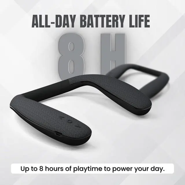 Alt view image 7 of 7 - Jabees Vibe Bluetooth Wearable Neckband Speaker  360° Surround Sound, 8 Hours Playtime, Built-in Mic, Comfortable & Portable for Music, Podcasts, Gaming & Calls