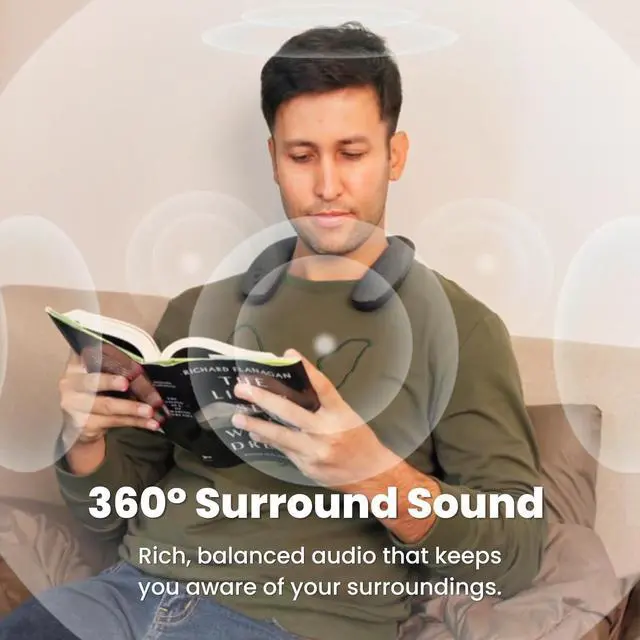 Alt view image 4 of 7 - Jabees Vibe Bluetooth Wearable Neckband Speaker  360° Surround Sound, 8 Hours Playtime, Built-in Mic, Comfortable & Portable for Music, Podcasts, Gaming & Calls