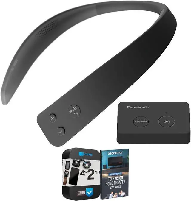 Main image of Panasonic SC-WN10 Wireless Wearable TV Neck Speaker, Bluetooth, Built-in Microphone Bundle with 2 YR CPS Enhanced Protection & Deco Gear Complete Home Theater Beginner's Guidebook