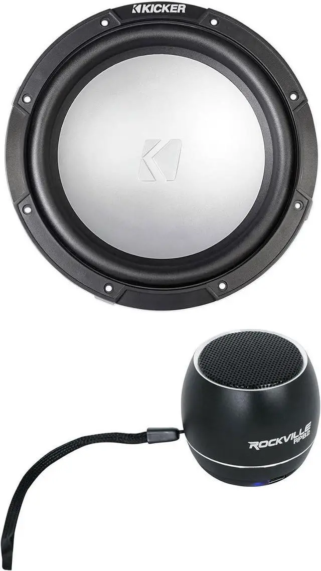 Main image of KICKER 45KMF102 10" 350w Peak/175w RMS Marine Boat Subwoofer Freeair Sub KMF12 Bundle with Rockville RPB2-BLACK Portable Bluetooth Speaker (2 Items)