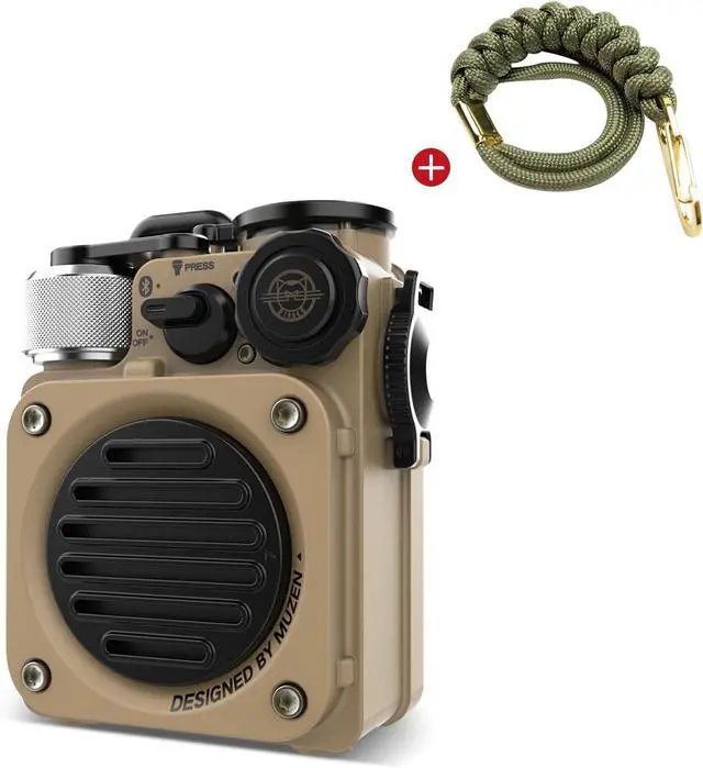 Main image of Muzen Portable Bluetooth Speaker, Wild Mini Rugged Travel Outdoor Speaker, Wireless Waterproof IPX5 with Flashlight, Crystal Clear Stereo Sound, Metal Wild Cool Look, for Adventure, Camping, Hiking