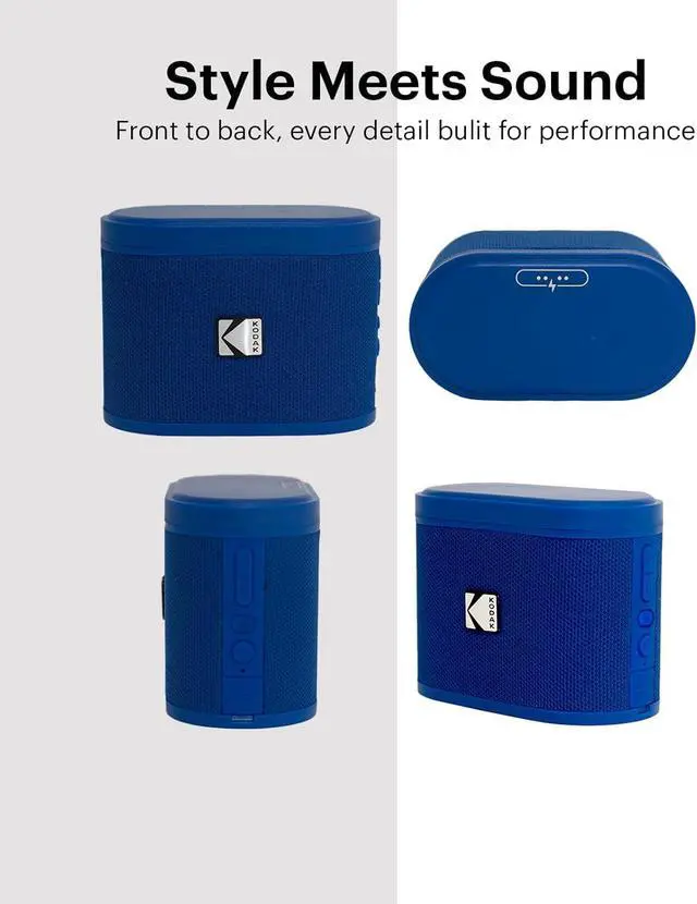 Alt view image 2 of 7 - KODAK SOUNDBRIX Bluetooth Speaker Portable Waterproof Magnetic Wireless Stackable Stereo Pairing 5H Playtime 5W RMS Home Travel Party Beach Electronics for Outdoors Blue Mini Speakers for Computers