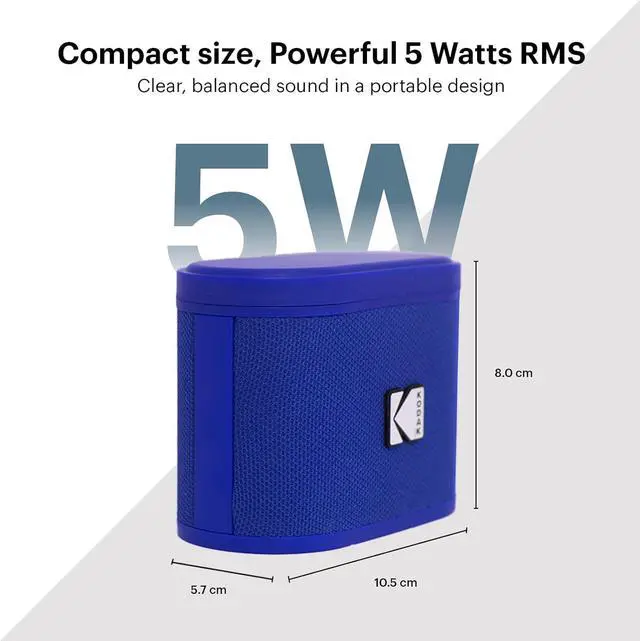 Alt view image 3 of 7 - KODAK SOUNDBRIX Bluetooth Speaker Portable Waterproof Magnetic Wireless Stackable Stereo Pairing 5H Playtime 5W RMS Home Travel Party Beach Electronics for Outdoors Blue Mini Speakers for Computers