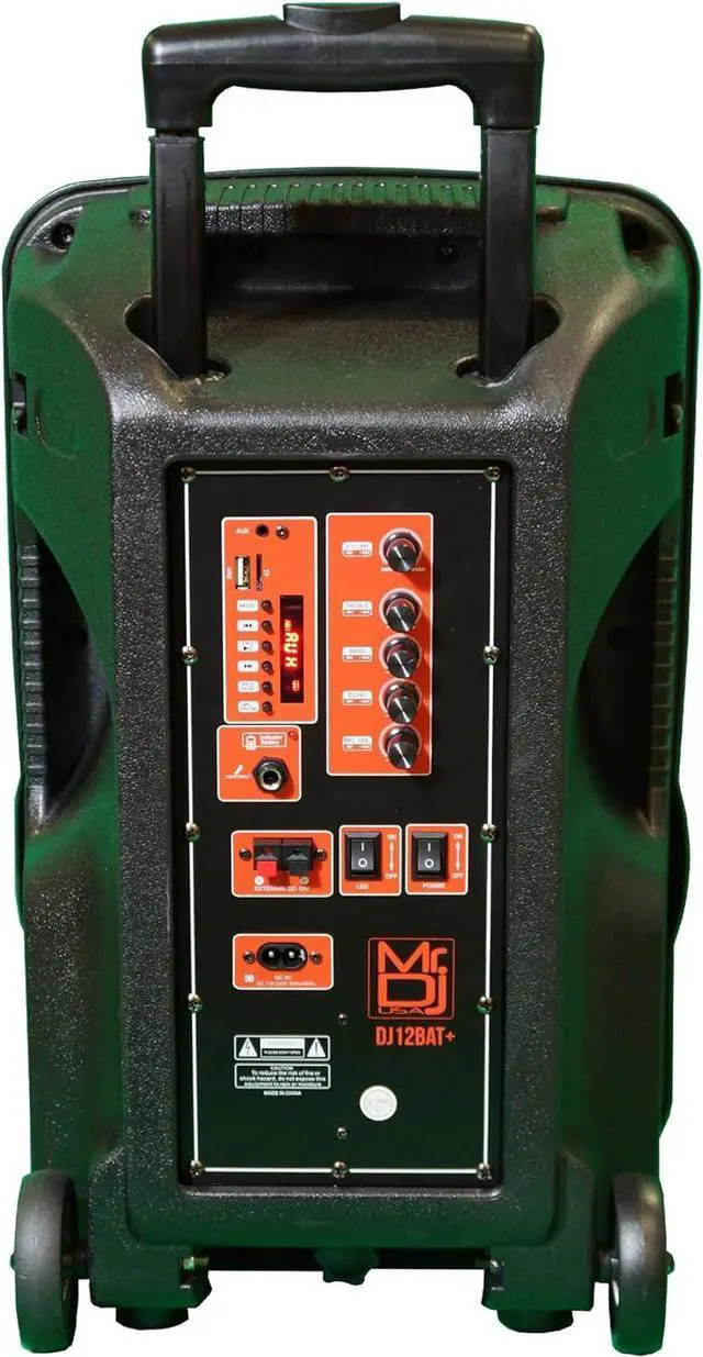 Alt view image 6 of 7 - MR DJ USA DJ12BAT+ 12" Portable Bluetooth Speaker + Speaker Stand + 7-LED Moving Head DJ Light