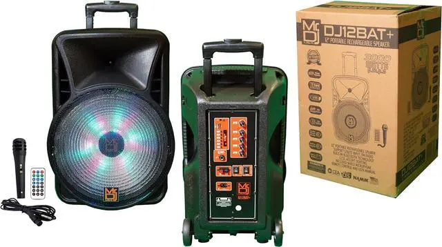 Alt view image 2 of 7 - MR DJ USA DJ12BAT+ 12" Portable Bluetooth Speaker + Speaker Stand + 7-LED Moving Head DJ Light