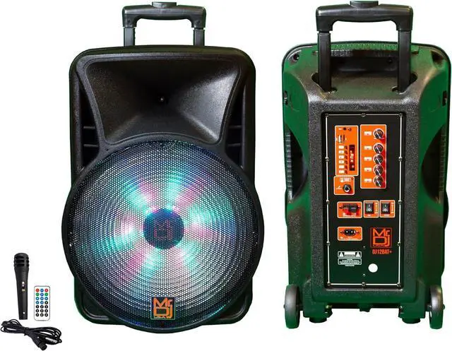 Alt view image 4 of 7 - MR DJ USA DJ12BAT+ 12" Portable Bluetooth Speaker + Speaker Stand + 7-LED Moving Head DJ Light