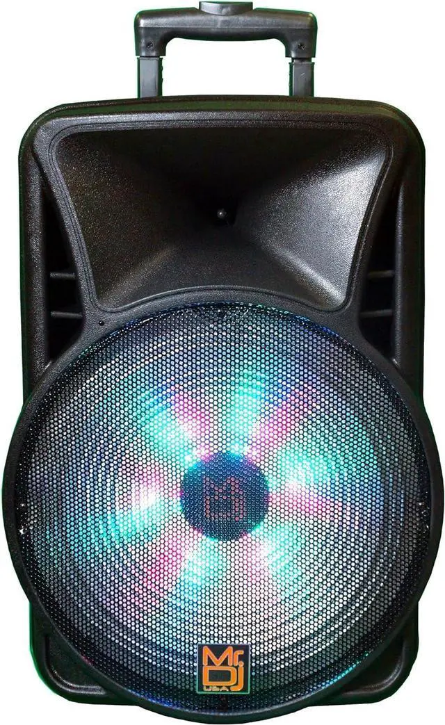 Alt view image 7 of 7 - MR DJ USA DJ12BAT+ 12" Portable Bluetooth Speaker + Speaker Stand + 7-LED Moving Head DJ Light