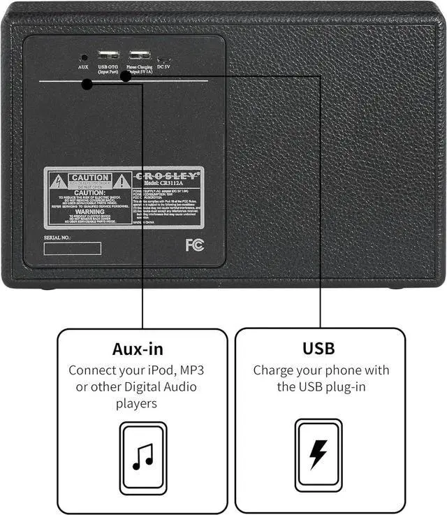 Alt view image 4 of 6 - Crosley Montero Speaker - Black: Powerful 20 W Bluetooth Speaker, Built-in Lithium Battery and USB Mobile Phone Charger, Perfect for Parties and Meetings