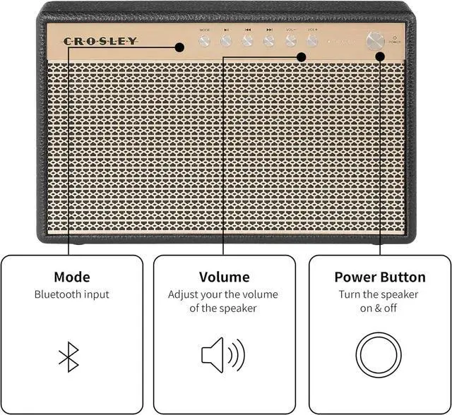 Alt view image 3 of 6 - Crosley Montero Speaker - Black: Powerful 20 W Bluetooth Speaker, Built-in Lithium Battery and USB Mobile Phone Charger, Perfect for Parties and Meetings
