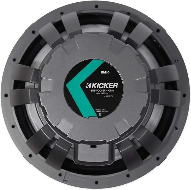 Alt view image 4 of 7 - KICKER 45KM104 10" 350w Peak/175w RMS Marine Boat Subwoofer SVC 4-ohm Sub KM10 Bundle with Pair Rockville RPB3-BLACK Portable Bluetooth Speakers (2 Items)