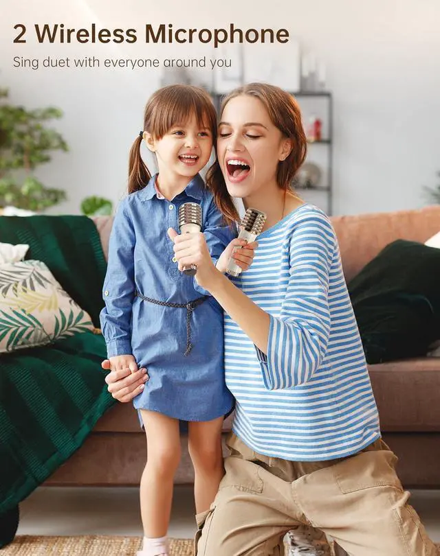 Alt view image 6 of 7 - Divoom Ditoo Pixel Art Gaming Portable Bluetooth Speaker and Songbird-HQ2 Karaoke Machine with 2 Wireless Microphones