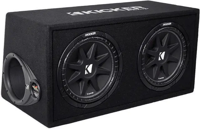 Alt view image 2 of 7 - KICKER Audiosavings Bundle 43DC122 Comp Dual 12" Subwoofers in Vented Sub Box Enclosure, 2-Ohm Bundle with Rockville Rock Everywhere Portable Bluetooth Speaker/Waterproof/Wireless Link (2 Items)