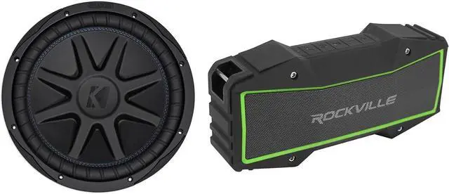 Main image of KICKER 44CVX122 Comp VX CVX 12" 1500 Watt Car Subwoofer Sub CVX12-2 44CVX12-2 Bundle with Rockville Rock Anywhere Waterproof Portable Bluetooth Speaker (2 Items)