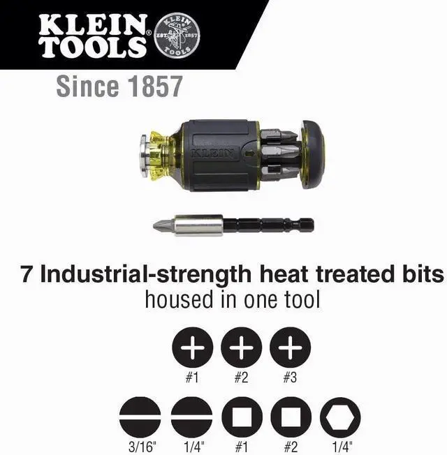 Alt view image 7 of 7 - Klein Tools Bluetooth Speaker with Magnetic Strip and Hook Adjustable Length Stubby Screwdriver