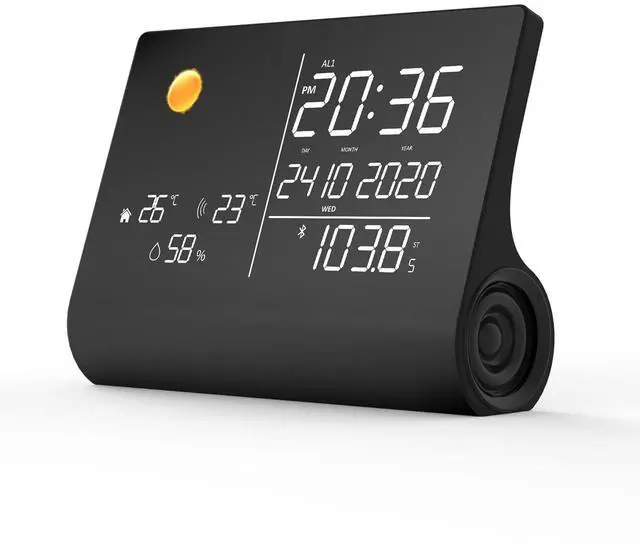 Alt view image 2 of 4 - Weather Station and Bluetooth Speaker WSP1300 Black - 1 Outdoor Sensor - Supplied with Power Supply